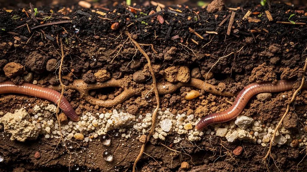 Processus d'amendement d'une terre argileuse en couches successives montrant les différentes strates