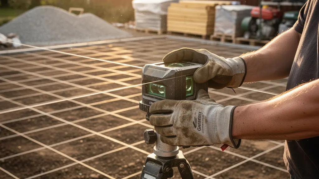 Chantier de jardin professionnel organisé avec matériel adapté
