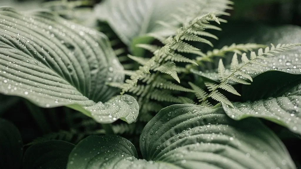 Composition de plantes d'ombre aux feuillages graphiques incluant hostas et fougères
