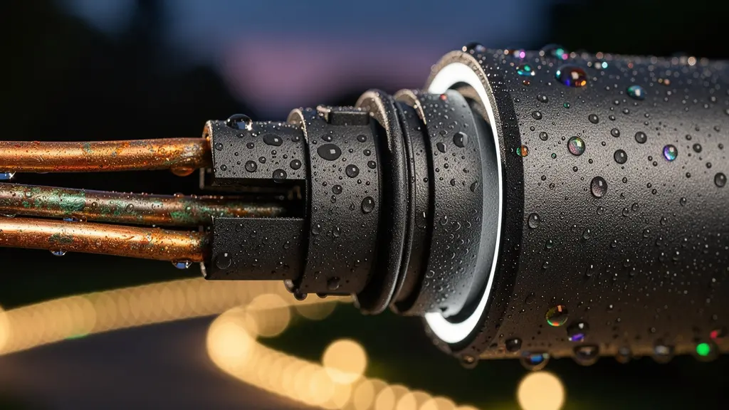 Installation d'éclairage hybride dans un jardin orienté nord au crépuscule